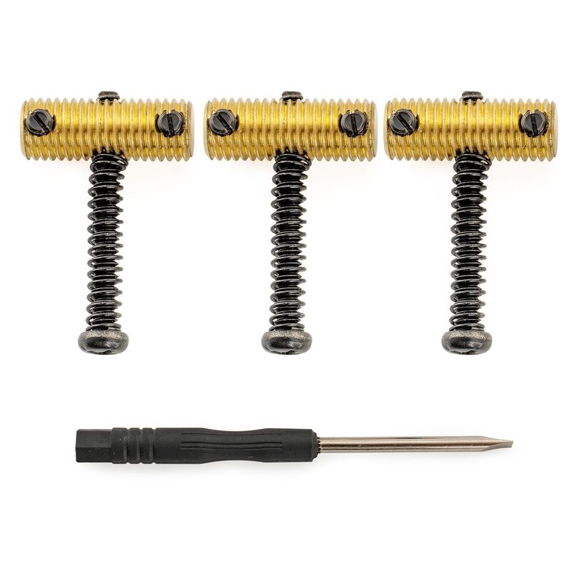Vintage-Style Solid Brass Threaded Telecaster Saddles – Set of 3 Black Screw