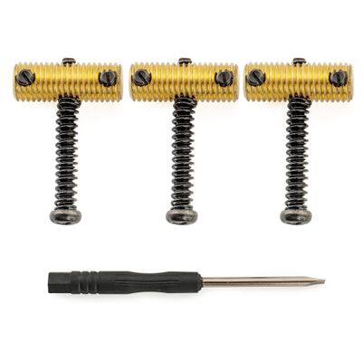 Vintage-Style Solid Brass Threaded Telecaster Saddles – Set of 3 Black Screw
