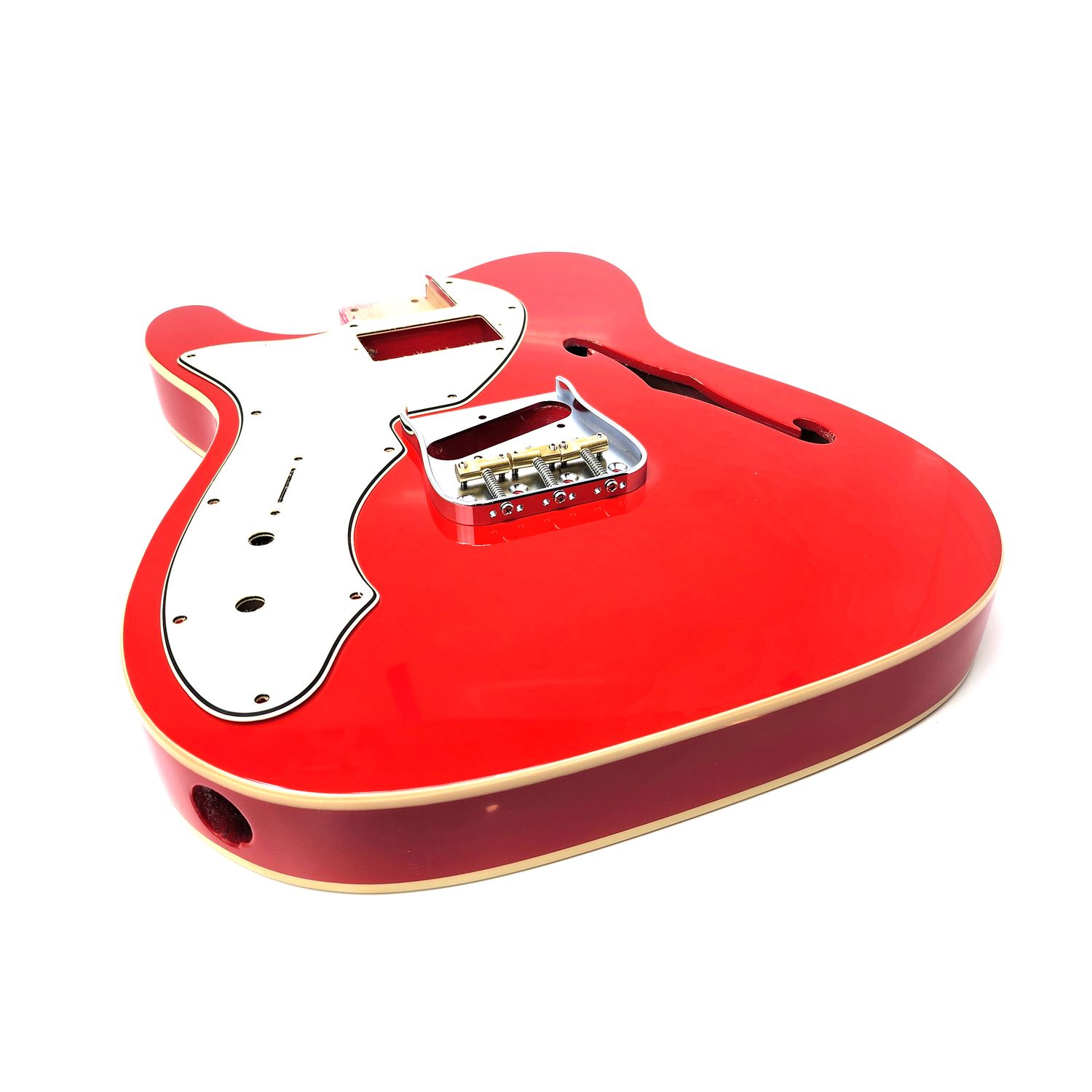 ​Left Handed Telecaster Guitar Bridge – 54mm Brass Plate, 3 Compensated Saddles – Top-Load &amp; String-Through, Curved Vintage Style