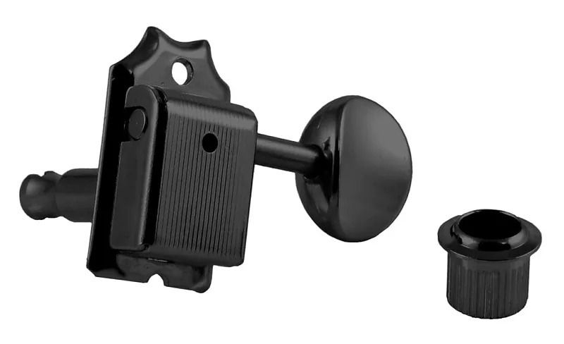 Brio Kluson Style Guitar Machine Head Tuners Set of 6 Inline - Black