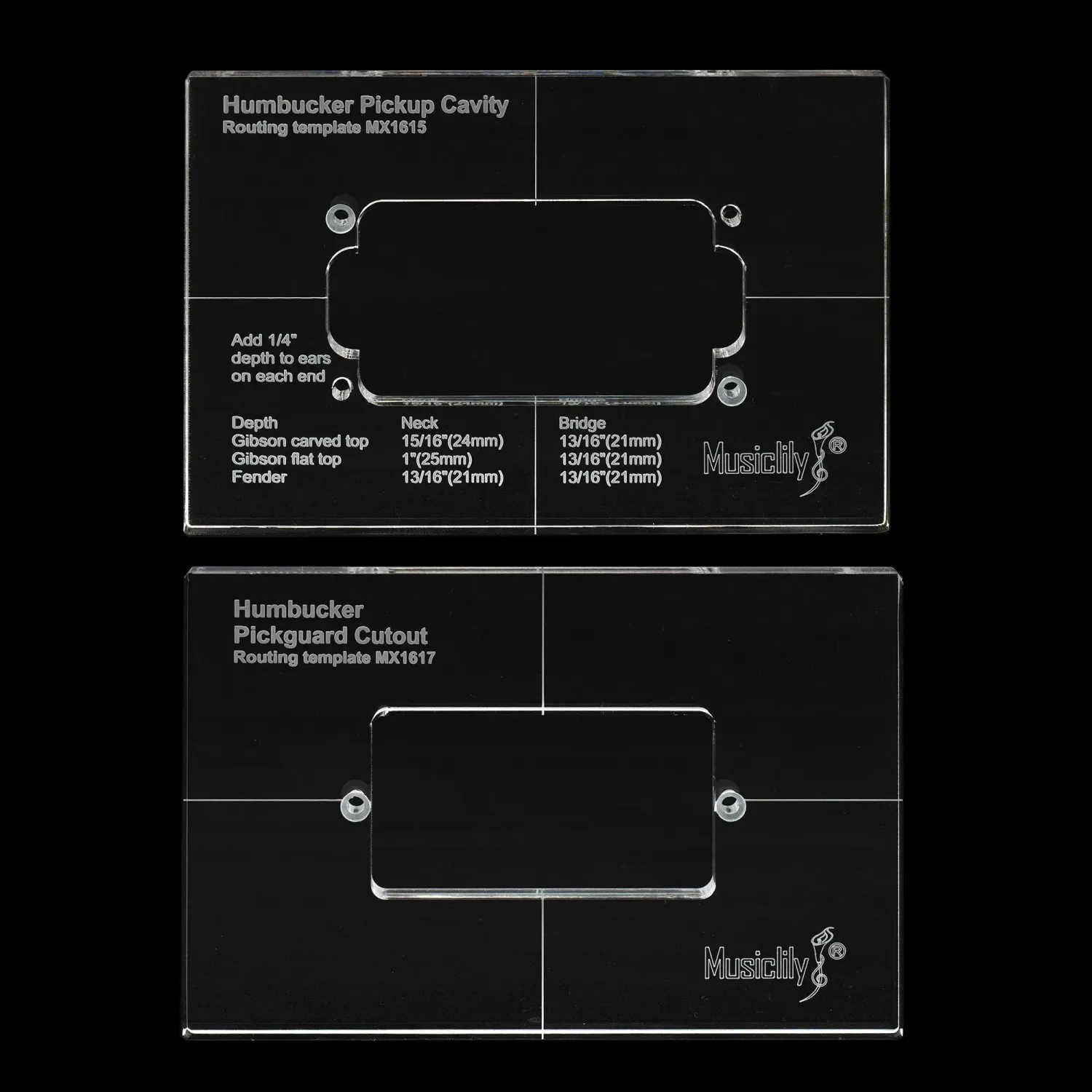 PRO CNC Acrylic Routing Template Set – Humbucker Pickup (Body + Pickguard)