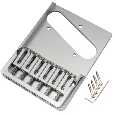Brio Heavy Duty Telecaster® Style Bridge Chrome Finish | Full Solid Brass Plate &amp; Saddles