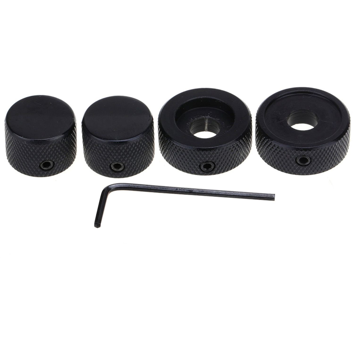 Dualee Large Black Stacked Concentric Knob Set – Electric Guitar, Bass, Amp (Set Screw)