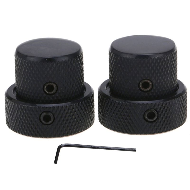 Steel Universal Dual Concentric Stacked Brass Shaft Control Knob Set (2 pcs) – Black Finish