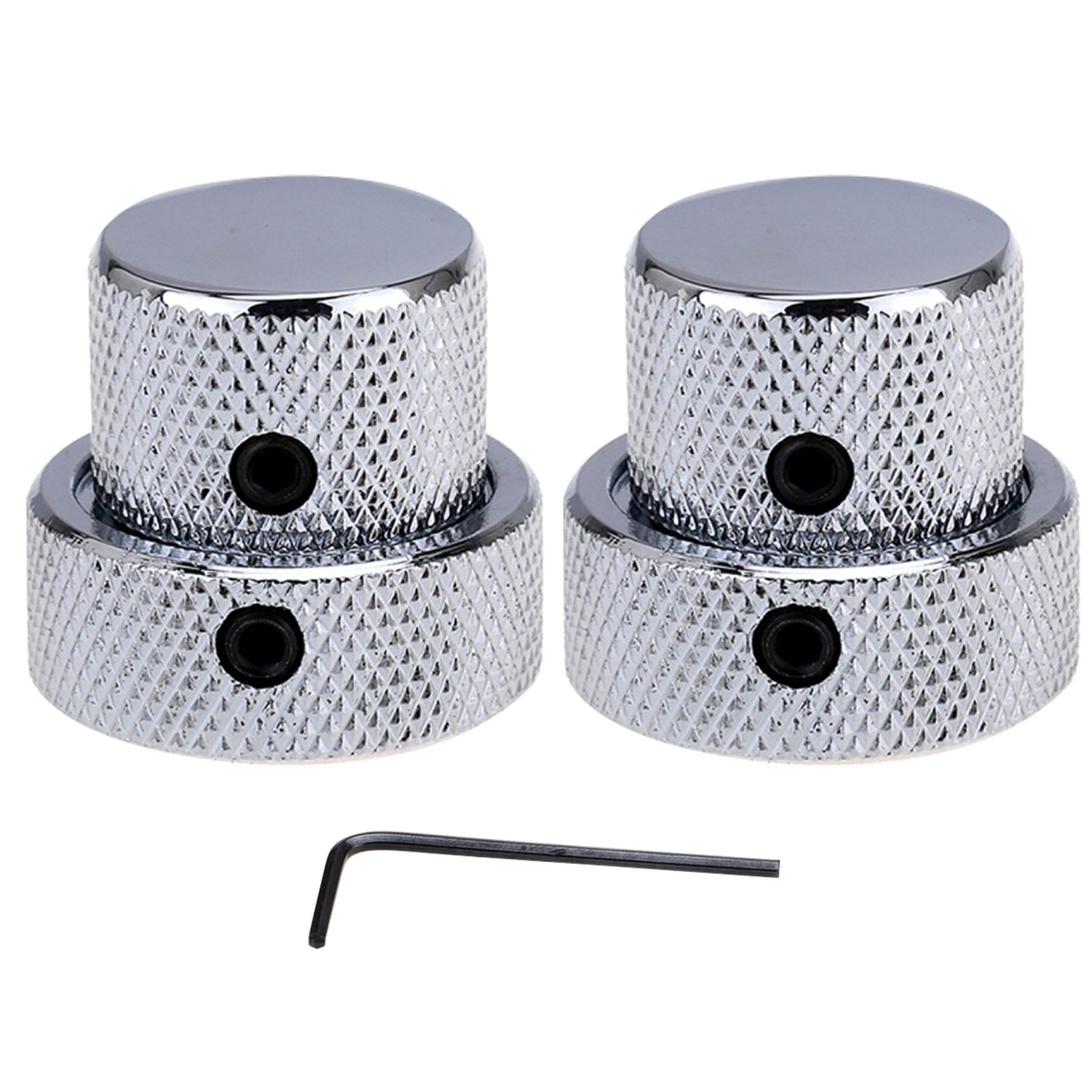 Steel Universal Dual Concentric Stacked Brass Shaft Control Knob Set (2 pcs) – Chrome Finish