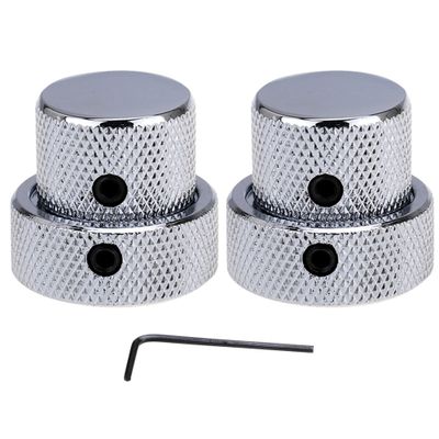 Steel Universal Dual Concentric Stacked Brass Shaft Control Knob Set (2 pcs) – Chrome Finish
