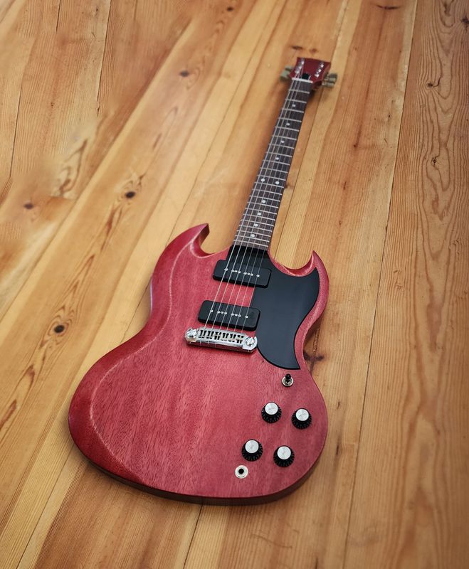 Carparelli Custom SG-Style Electric Guitar Ultra Light 6 lbs, Cherry Red, Premium Electronics