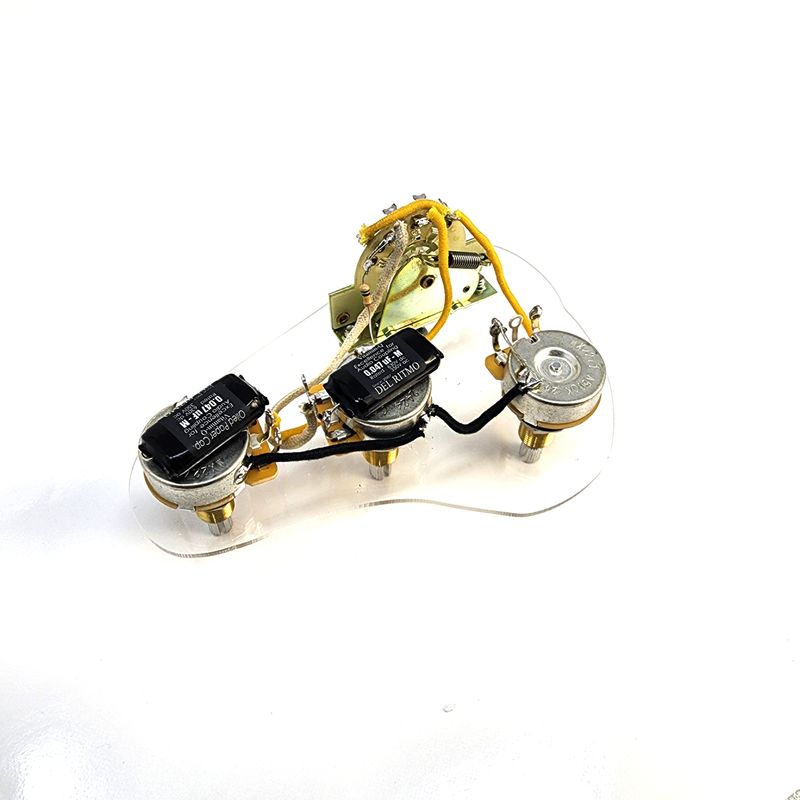 HSS Rear-Routed Strat Wiring Harness — CTS 500K Long-Shaft w/auto load 500k resistor.