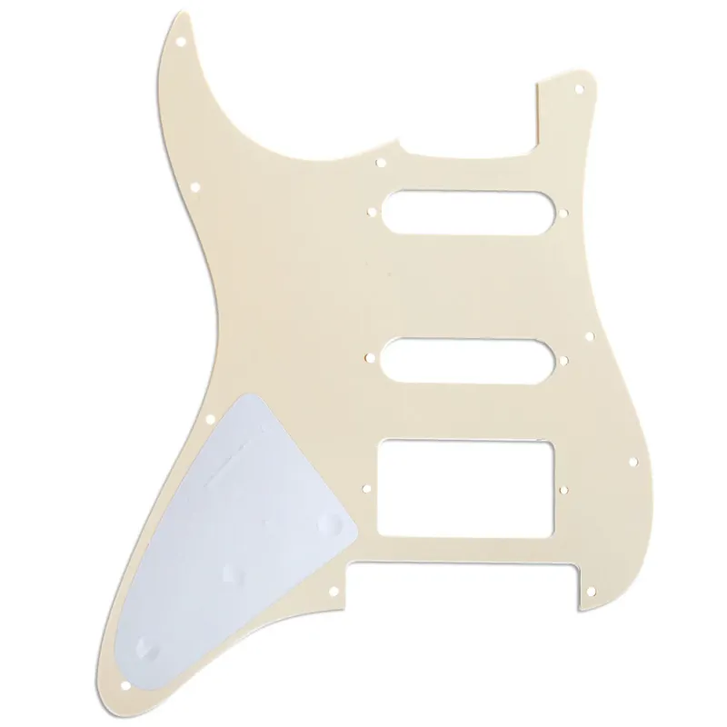 11-Hole Modern Strat HSS Pickguard — Floyd Rose Cut — Cream 3ply