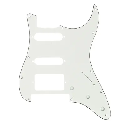 11-Hole Modern Strat HSS Pickguard — Floyd Rose Cut — Aged White 3ply