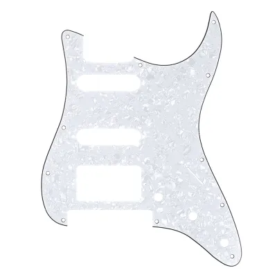 11-Hole Modern Strat HSS Pickguard — Floyd Rose Cut — White Pearl