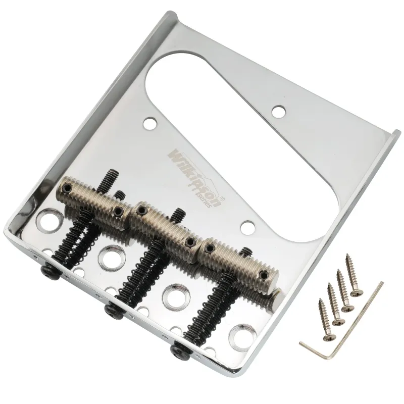 Wilkinson M Series 54mm Threaded “Ashtray” Tele Bridge (Chrome) — Dual-Load, 3 Saddles