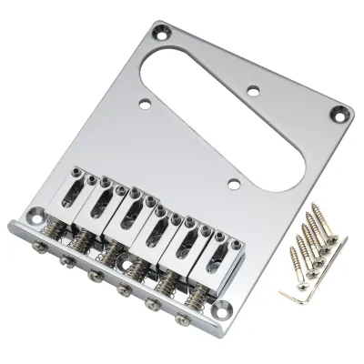 Modern Tele Bridge (Chrome) — 54 mm (2-1/8&quot;) • 6 Zinc-Alloy Saddles • String-Through