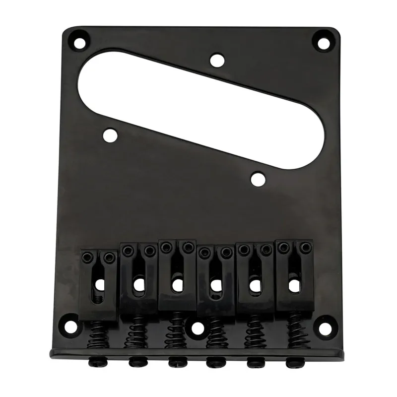 Modern Tele Bridge (Black) — 54 mm (2-1/8") • 6 Zinc-Alloy Saddles • String-Through