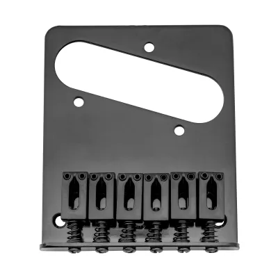 Basic Tele Bridge (Black) — 54 mm (2-1/8&quot;) • 6 Saddles • Dual-Load (Top-Load / String-Through)