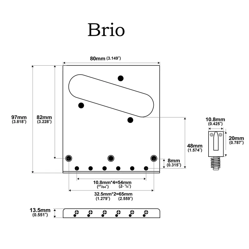 Basic Tele Bridge (Chrome) — 54 mm (2-1/8") • 6 Saddles • Dual-Load (Top-Load / String-Through)