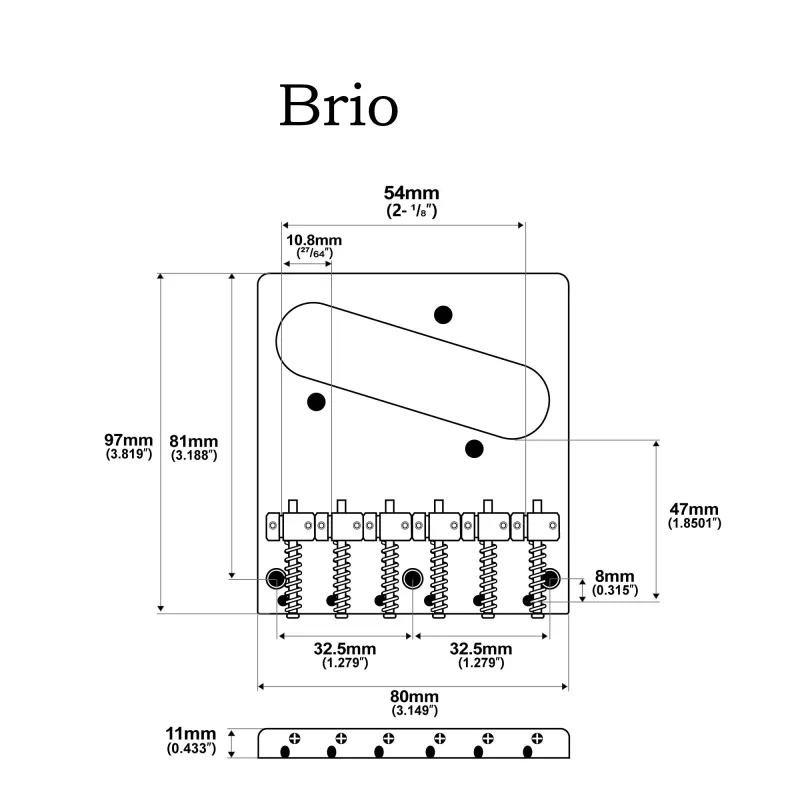 Pro Modern Tele Bridge (Gold) — 54 mm (2-1/8") • 6 Brass Barrel Saddles • Dual-Load