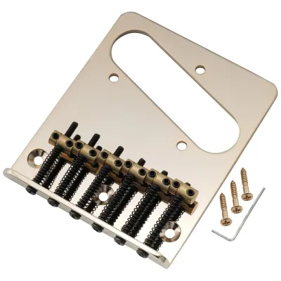 Pro Modern Tele Bridge (Gold) — 54 mm (2-1/8&quot;) • 6 Brass Barrel Saddles • Dual-Load