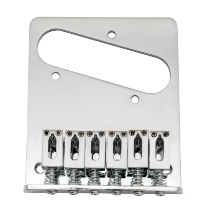 Basic Tele Bridge (Chrome) — 54 mm (2-1/8&quot;) • 6 Saddles • Dual-Load (Top-Load / String-Through)