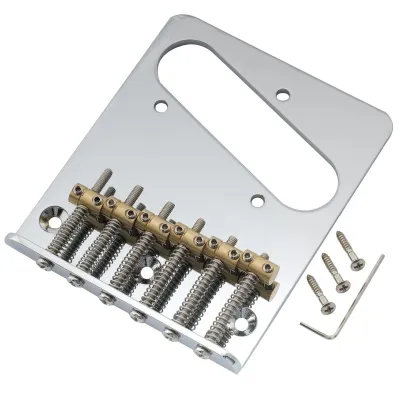 Pro Modern Tele Bridge (Chrome) — 54 mm (2-1/8&quot;) • 6 Brass Barrel Saddles • Dual-Load