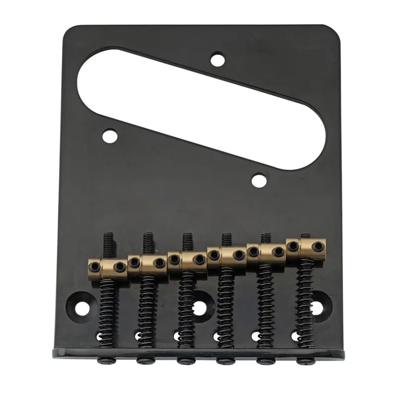 Pro Modern Tele Bridge (Black) — 54 mm (2-1/8") • 6 Brass Barrel Saddles • Dual-Load