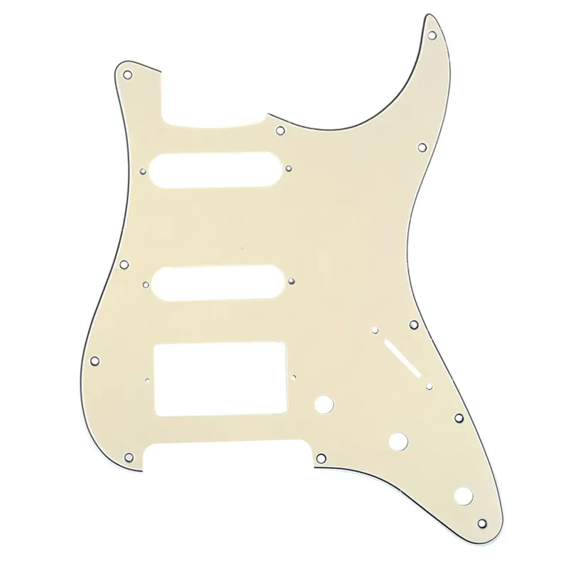 11-Hole Modern Strat HSS Pickguard — Floyd Rose Cut — Cream 3ply