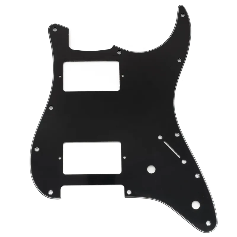 S-Style HH Pickguard — 11-Hole, 2-Pot Layout (Volume/Tone) - 3 Ply Black