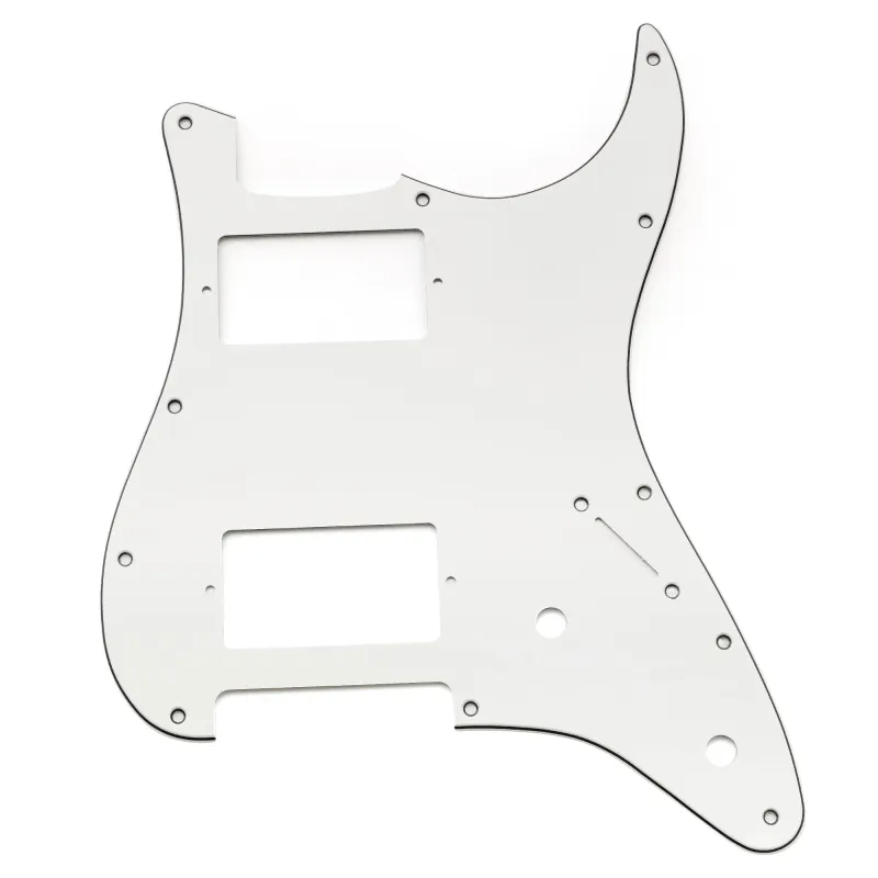 S-Style HH Pickguard — 11-Hole, 2-Pot Layout (Volume/Tone) - 3 Ply White