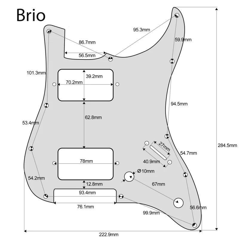 S-Style HH Pickguard — 11-Hole, 2-Pot Layout (Volume/Tone) - 3 Ply White