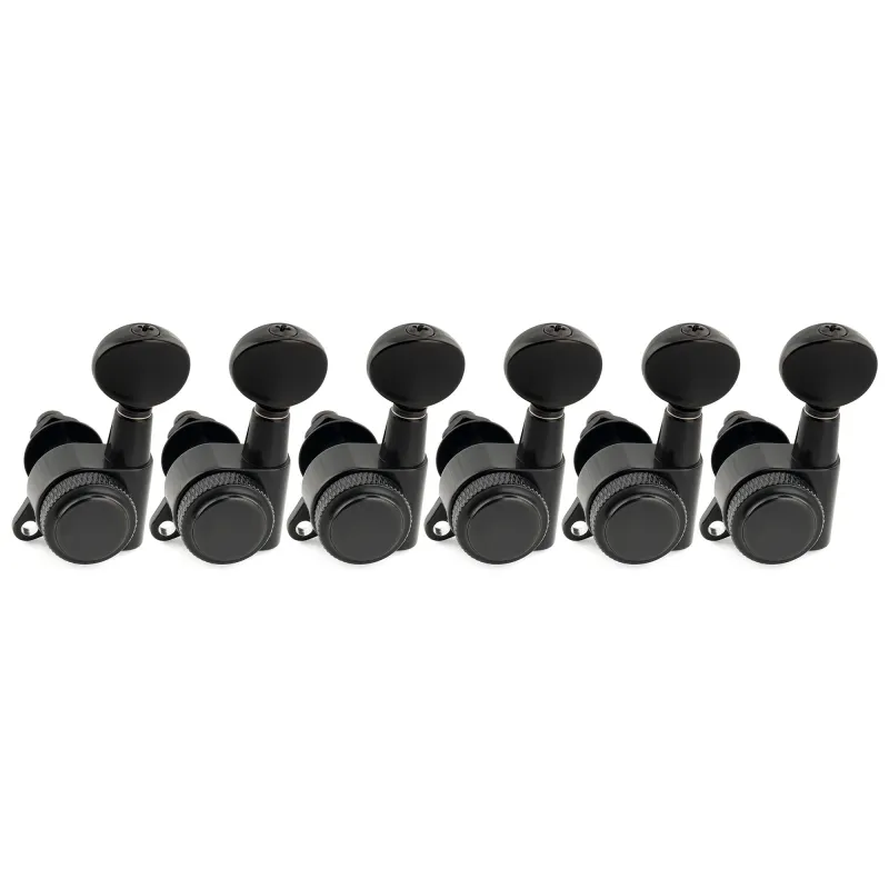 Brio Pro Left-Handed Locking Tuners — 6-in-Line | 18:1 Ratio | Vintage Oval Buttons