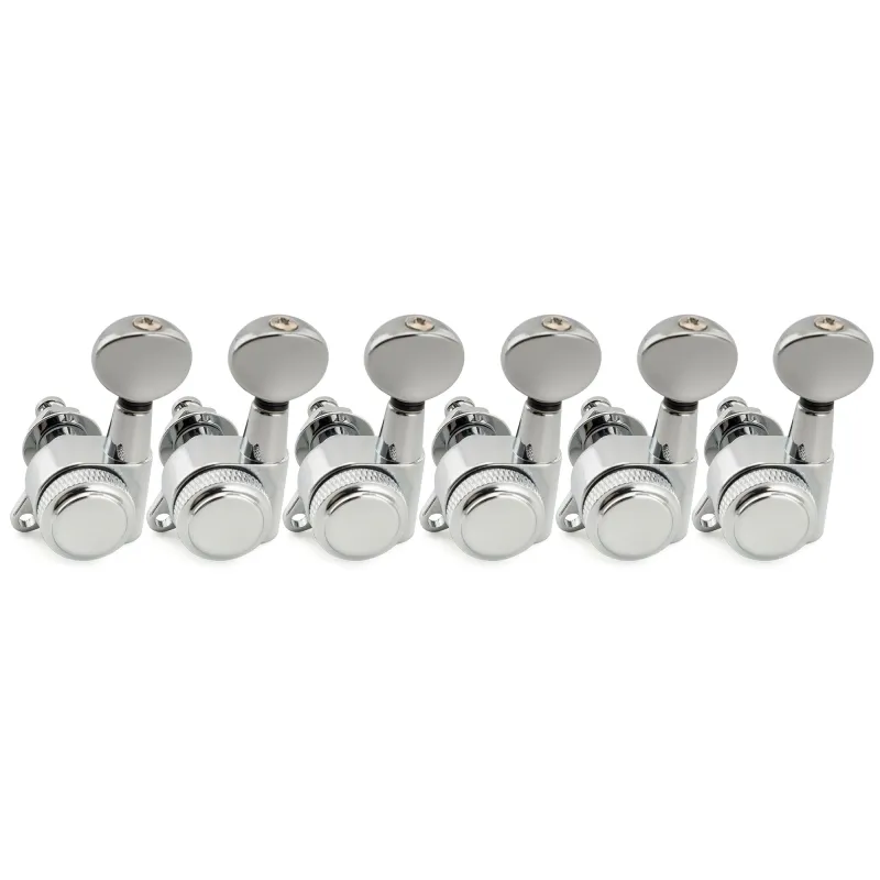 Brio Pro Left-Handed Locking Tuners — 6-in-Line | 18:1 Ratio | Vintage Oval Buttons