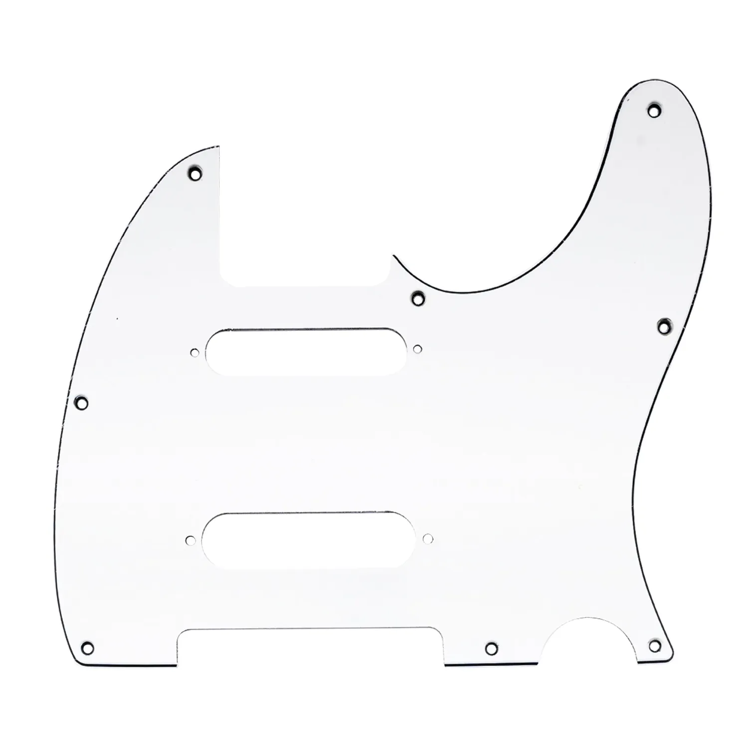 Nashville Deluxe Telecaster Style Pickguard- 8 Hole - 3 Ply White