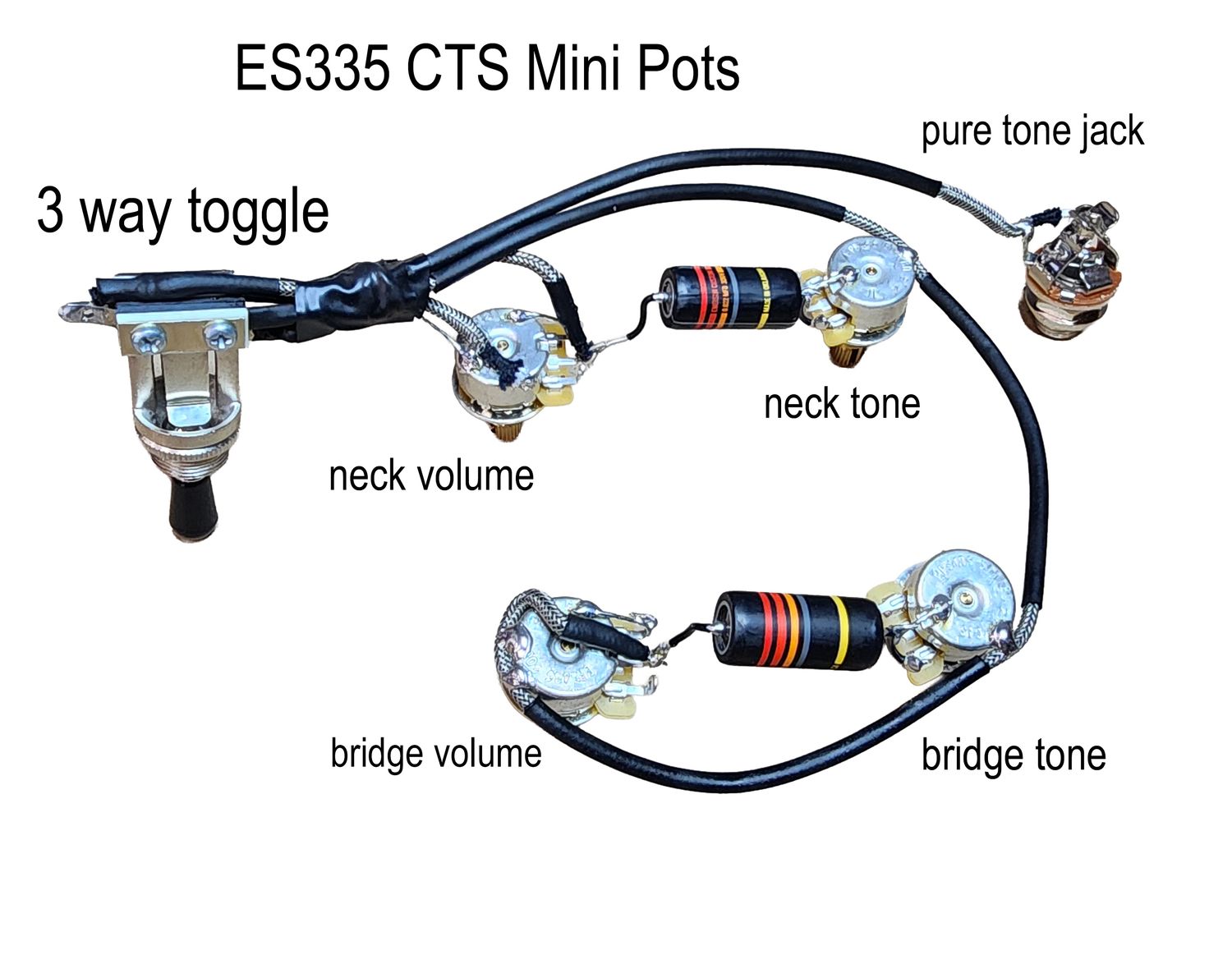 Carparelli Sheraton Pre-Wired Harness — CTS Mini 500K Pots Edition- Options