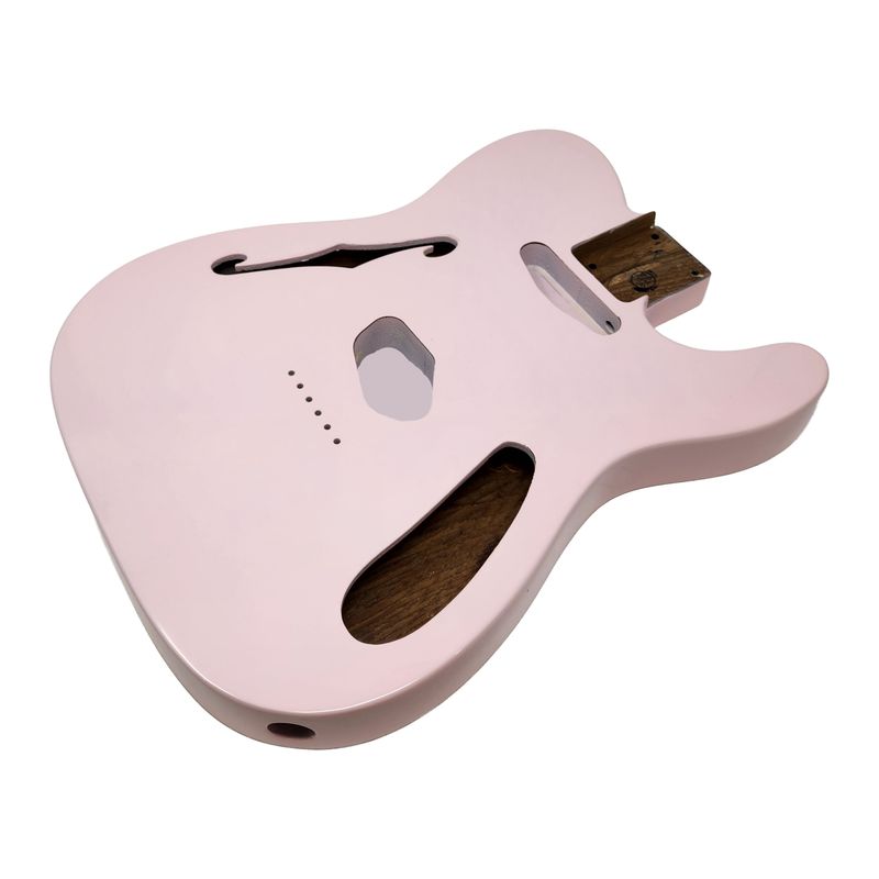 Pink T-Style Thinline Guitar Body – Roasted Ash – Fender-Spec – Semi-Hollow