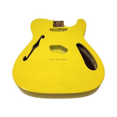 Graffiti Yellow T-Style Thinline Guitar Body – Roasted Ash – Fender-Spec – Semi-Hollow – Boutique Gloss Finish