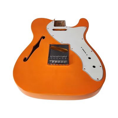 Capri Orange T-Style Thinline Guitar Body – Roasted Ash – Fender-Spec – Semi-Hollow – Boutique Gloss Finish