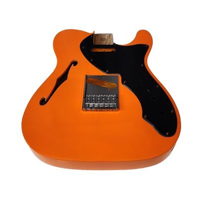 Capri Orange T-Style Thinline Guitar Body – Roasted Ash – Fender-Spec – Semi-Hollow – Boutique Gloss Finish