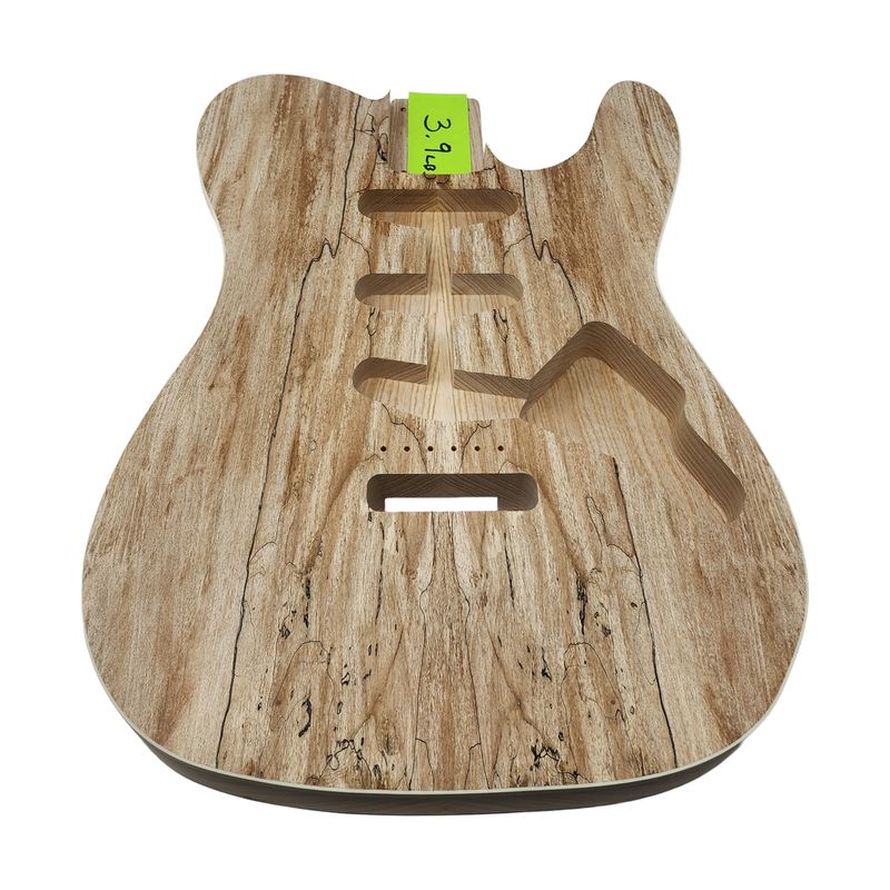 Custom Hybrid Spalted Veneer T/S-Style Guitar Body – 2pc Ash • Cream Binding • SSS Routing • 56mm Tremolo • Unfinished