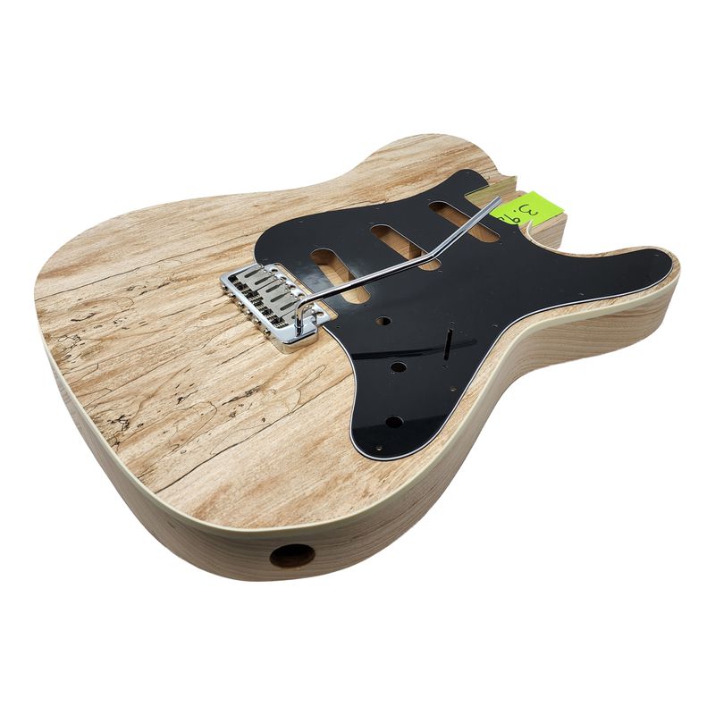 Custom Hybrid Spalted Veneer T/S-Style Guitar Body – 2pc Ash • Cream Binding • SSS Routing • 56mm Tremolo • Unfinished