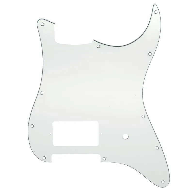 11-Hole Single Covered Humbucker Pickguard for USA/Mexico Fender® Tom DeLonge Strat Style - Aged White 3 Ply