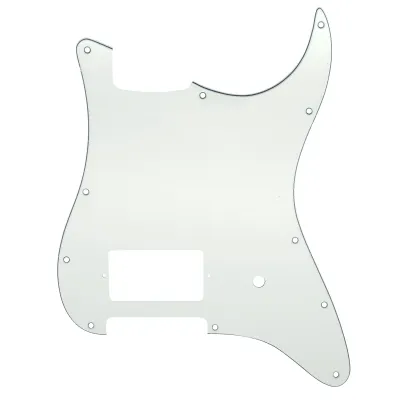 11-Hole Single Covered Humbucker Pickguard for USA/Mexico Fender® Tom DeLonge Strat Style - Aged White 3 Ply