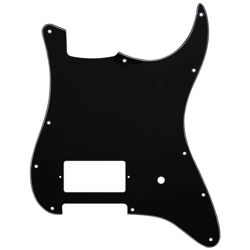 11-Hole Single Covered Humbucker Pickguard for USA/Mexico Fender® Tom DeLonge Strat Style - 3 Ply Black