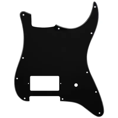 11-Hole Single Covered Humbucker Pickguard for USA/Mexico Fender® Tom DeLonge Strat Style - 3 Ply Black