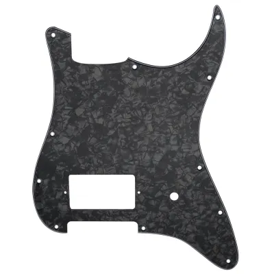 11-Hole Single Covered Humbucker Pickguard for USA/Mexico Fender® Tom DeLonge Strat Style - Black Pearl