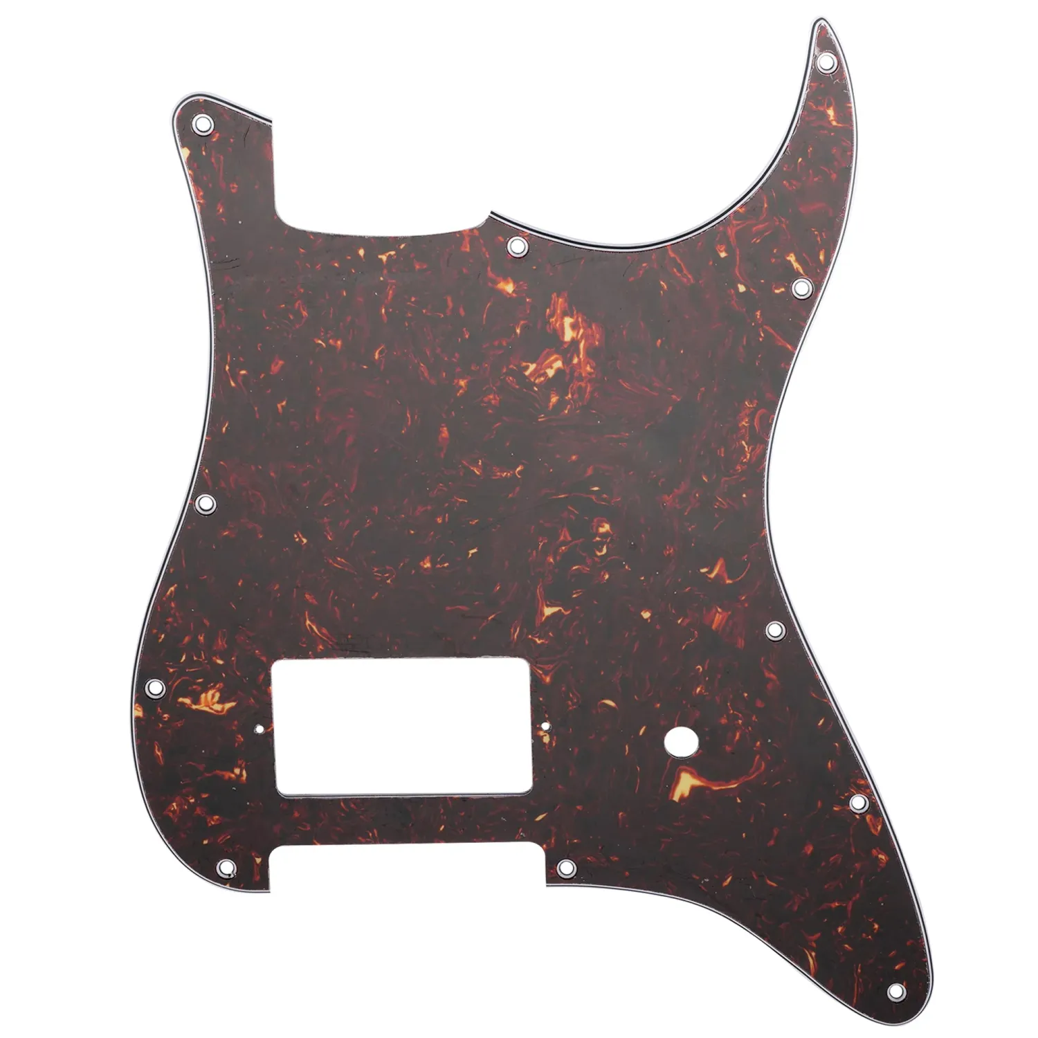 11-Hole Single Covered Humbucker Pickguard for USA/Mexico Fender® Tom DeLonge Strat Style - Brown Tortoise