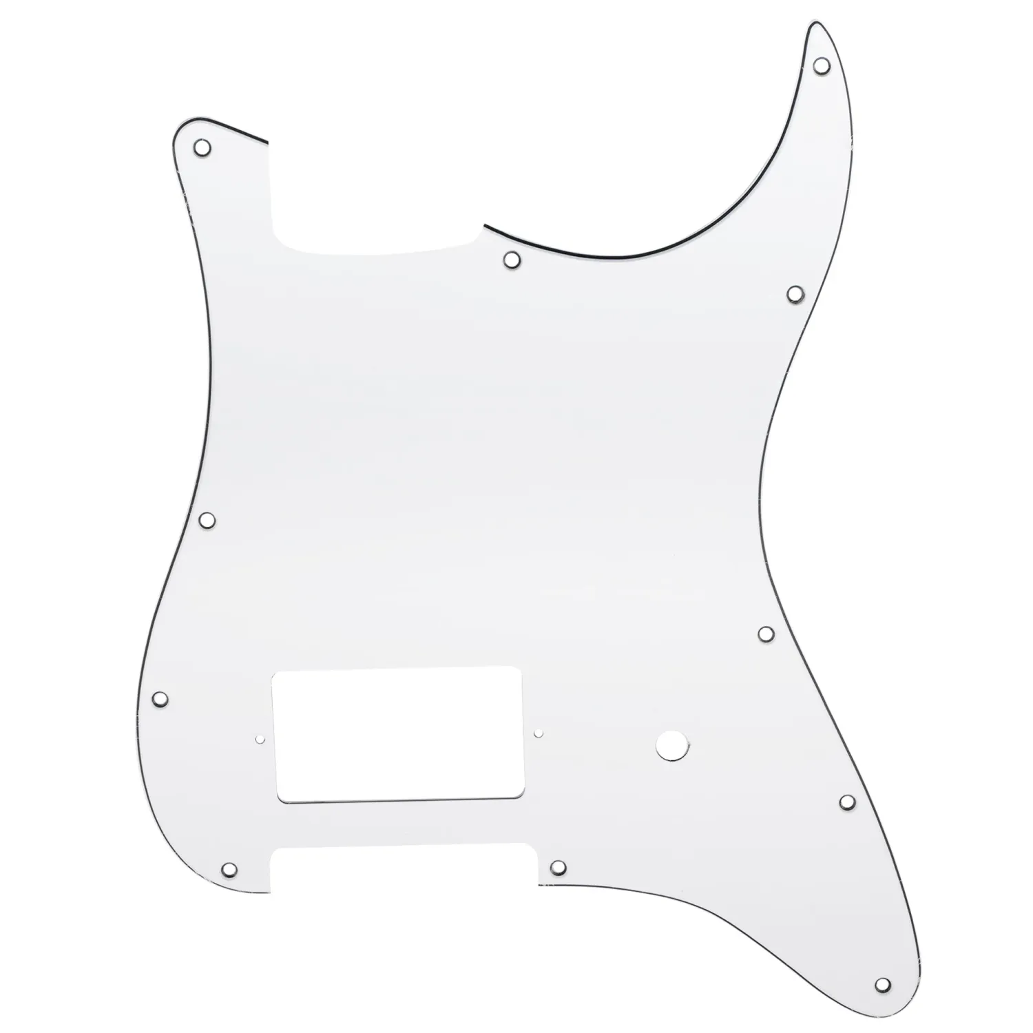 11-Hole Single Covered Humbucker Pickguard for USA/Mexico Fender® Tom DeLonge Strat Style - 3 Ply White