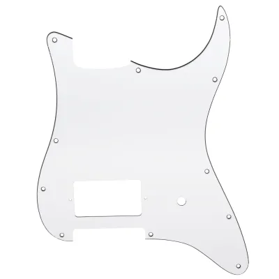 11-Hole Single Covered Humbucker Pickguard for USA/Mexico Fender® Tom DeLonge Strat Style - 3 Ply White