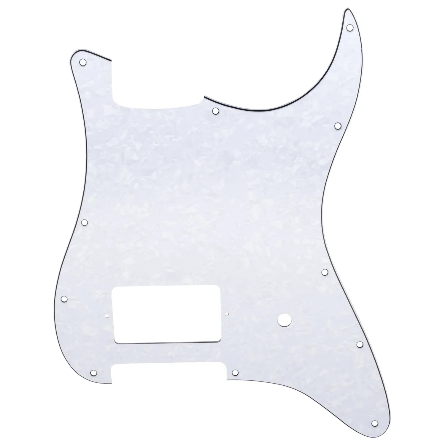 11-Hole Single Covered Humbucker Pickguard for USA/Mexico Fender® Tom DeLonge Strat Style - White Pearl