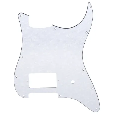 11-Hole Single Covered Humbucker Pickguard for USA/Mexico Fender® Tom DeLonge Strat Style - White Pearl