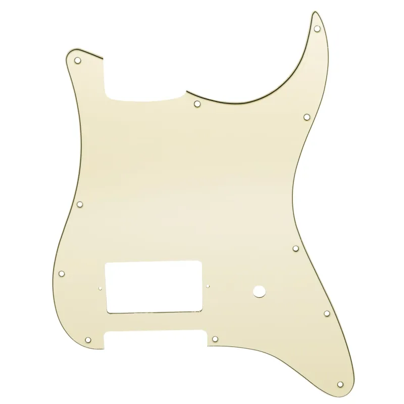 11-Hole Single Covered Humbucker Pickguard for USA/Mexico Fender® Tom DeLonge Strat Style - 3 Ply Cream